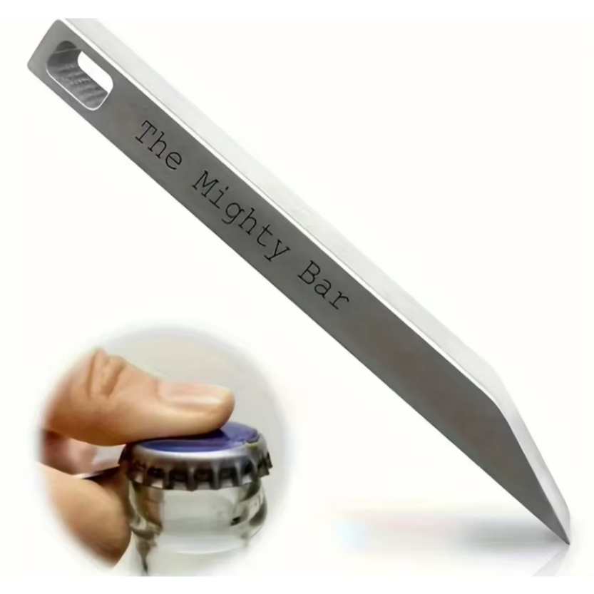 Keychain Multi Tool - มีดพกพาและที่เปิดขวด Mighty Bar - พวงกุญแจสแตนเลสสตีลแบบหนาพิเศษ, อุปกรณ์อเนกประสงค์