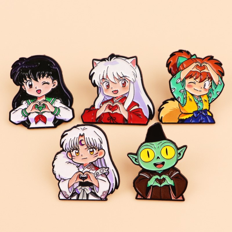 Lapel Pin Enamel - เข็มกลัดเคลือบลายหัวใจพร้อมหูหมาป่าน่ารัก สไตล์แฟนตาซี ตัวละครอนิเมะ สำหรับตกแต่งปกเสื้อ กระเป๋าเป้ หมวก
