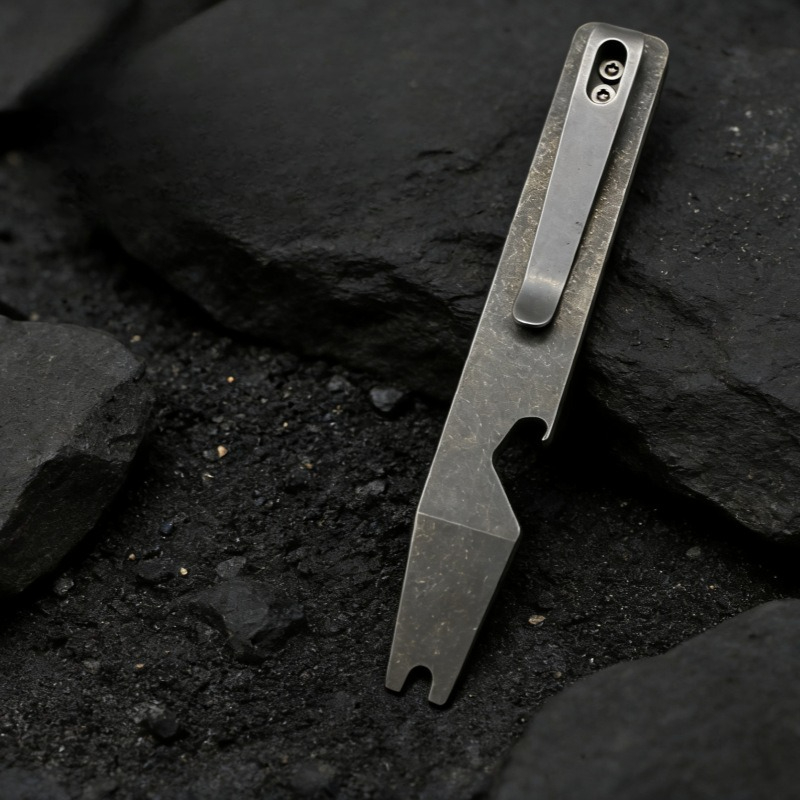Keychain Multi Tool - ไทเทเนียมไพร์บาร์ EDC มัลติทูล ที่เปิดขวด ไขควง พวงกุญแจ