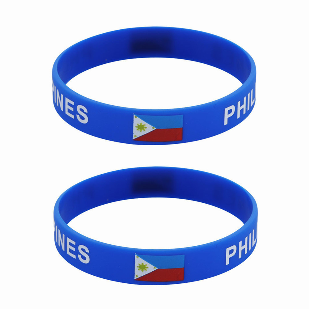 Men'S Accessories Philippines - สายรัดข้อมือซิลิโคนลายธงชาติฟิลิปปินส์2ชิ้นสายรัดข้อมือสำหรับกีฬาเกมแนวเครื่องประดับแฟชั่นยางรัดสำหรับผู้ชายผู้หญิง