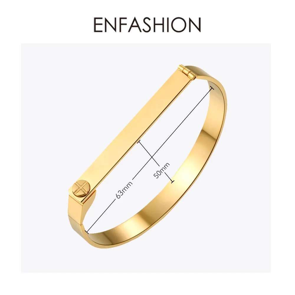 Men'S Accessories Jewelry Bracelet - Enfashion ส่วนบุคคลแกะสลักชื่อสร้อยข้อมือทองสีบาร์สกรูกําไลข้อมือสร้อยข้อมือสําหรับผู้หญิงผู้ชายกําไลข้อมือ B4003-M