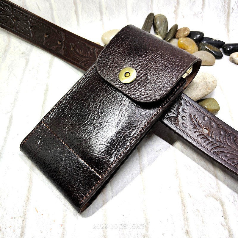 Men Accessories Pack - กระเป๋าคาดเอวใส่โทรศัพท์มือถือหนังแท้2102DK สำหรับผู้ชาย, กระเป๋าคาดเอวสำหรับ iPhone Samsung Huawei