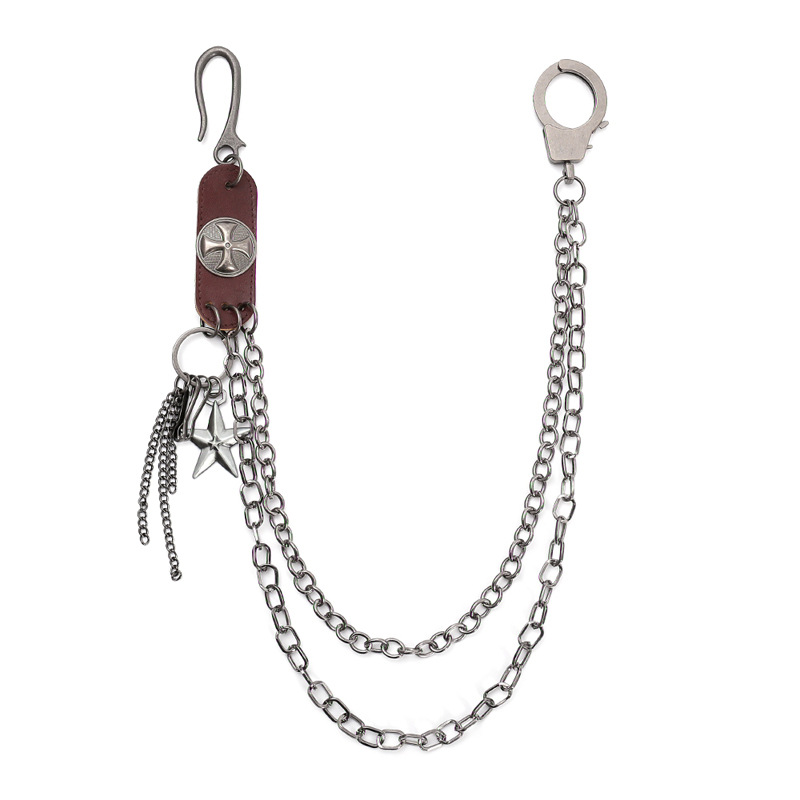 Men Accessories Pk - Punk Street Cowhide พวงกุญแจผู้หญิงผู้ชาย Star Cross