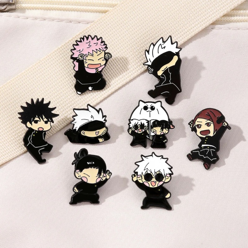 Lapel Pin Enamel - ชุดเข็มกลัดเคลือบลายการ์ตูนอนิเมะอิตาโดริ ยูจิ 8 ชิ้น พร้อมเข็มกลัดโลหะลายโกโจ ซาโตรุ