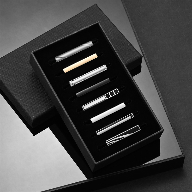 Cufflink Box Set - 8 PCS สั้น Tie คลิปชุดของขวัญกล่องผู้ชาย Tie