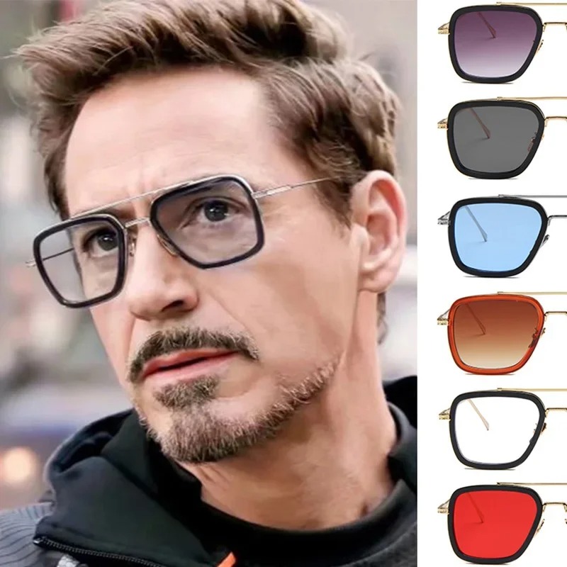 Men'S Accessories Glasses - แว่นกันแดดสไตล์สตีมพังก์โทนี่ สตาร์ค แฟชั่นสำหรับผู้ชายและผู้หญิง กรอบโลหะทรงเหลี่ยม แว่นตาขับรถ ยูนิเซ็กซ์
