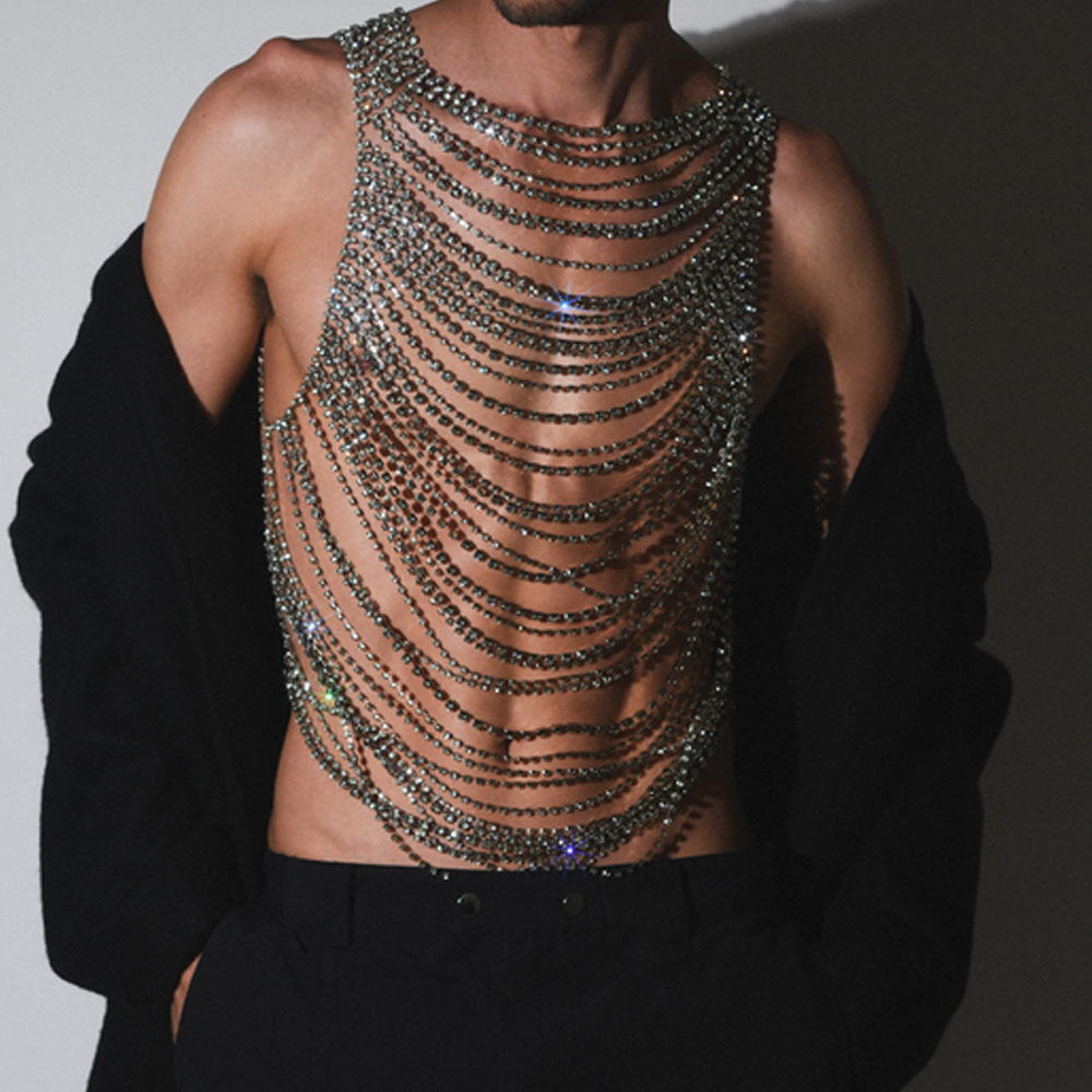 Men'S Accessories Clothing - แฟชั่นหรูหรา Bling ผู้ชายผู้หญิง Body CHAIN ชุดชั้นใน