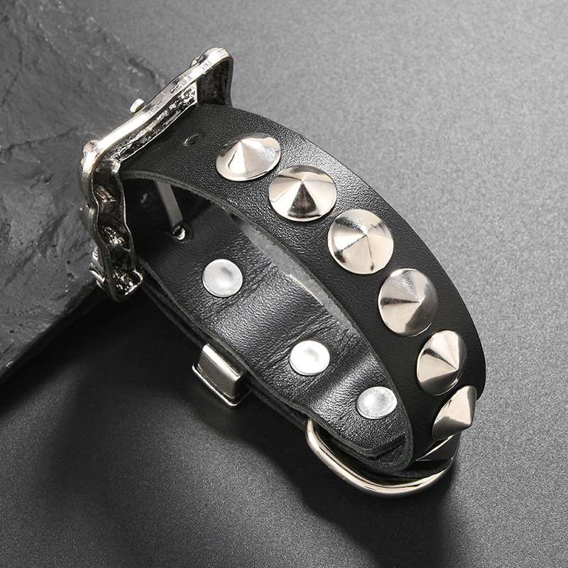 กำไลข้อมือหนังวัวสไตล์ร็อคพังก - Men Accessories Pk บทวิจารณ์และราคา