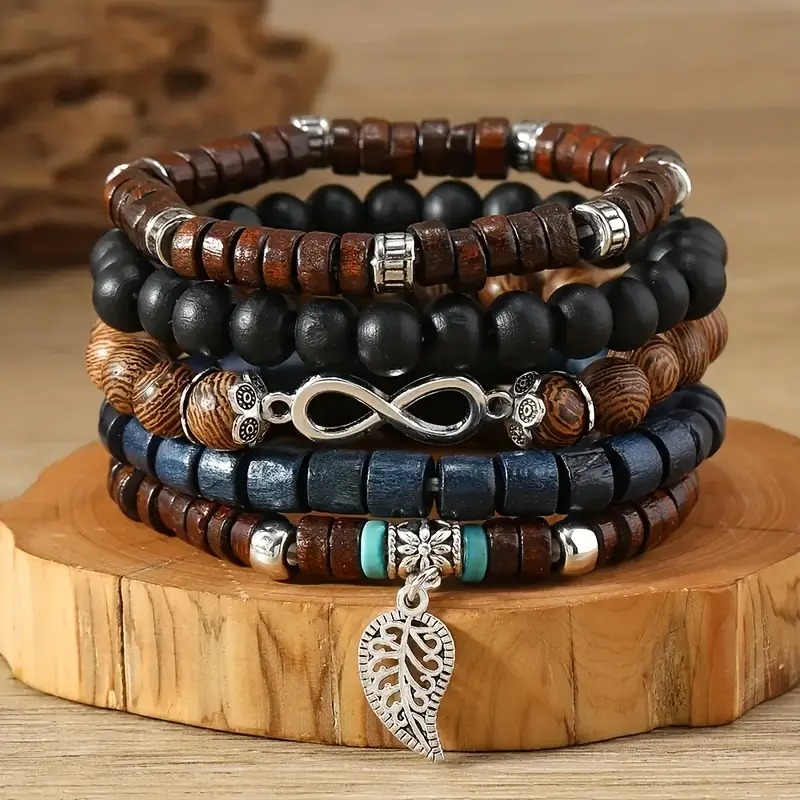 41PCS ไม้ธรรมชาติสร้อยข้อมือลู - Bead Bracelet Men บทวิจารณ์และราคา