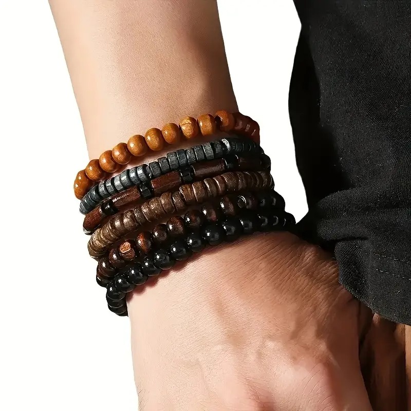 41PCS ไม้ธรรมชาติสร้อยข้อมือลู - Bead Bracelet Men บทวิจารณ์และราคา