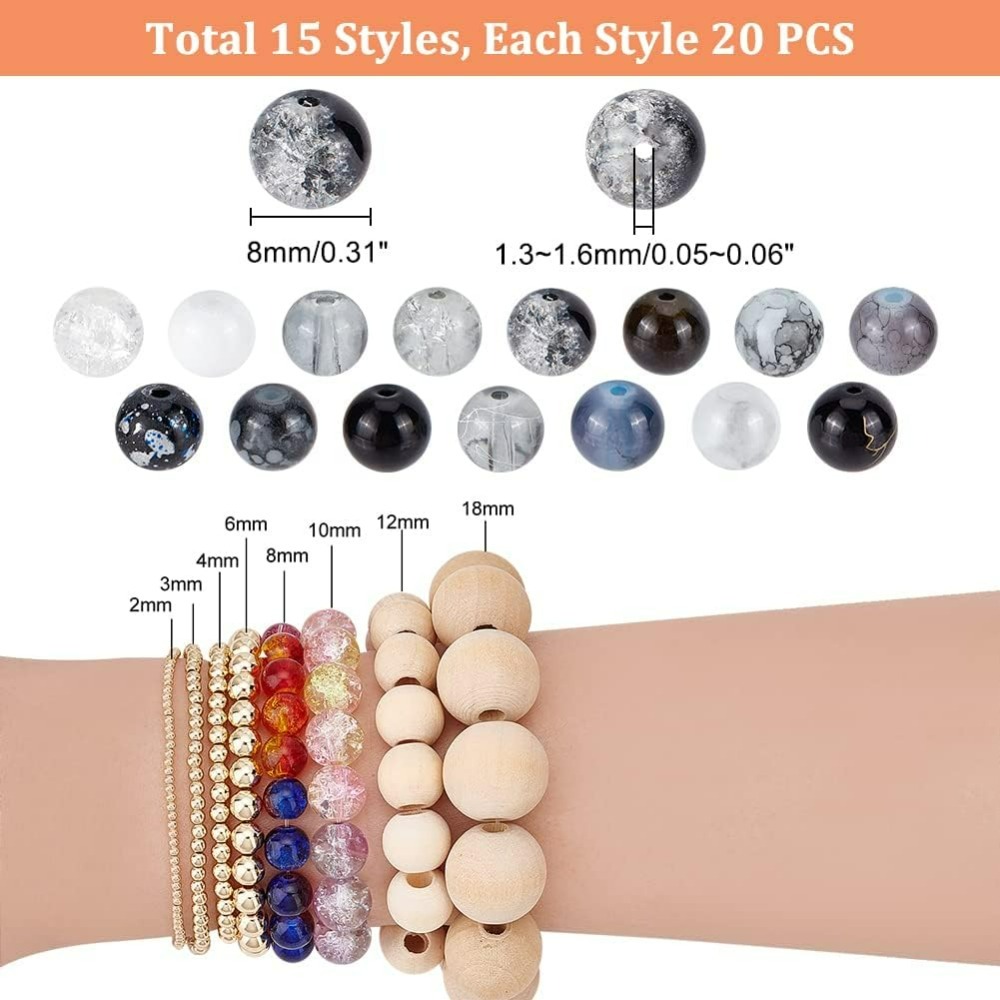 300 ชิ้น 8 มิลลิเมตรลูกปัดแก้ว - Bead Bracelet Men บทวิจารณ์และราคา