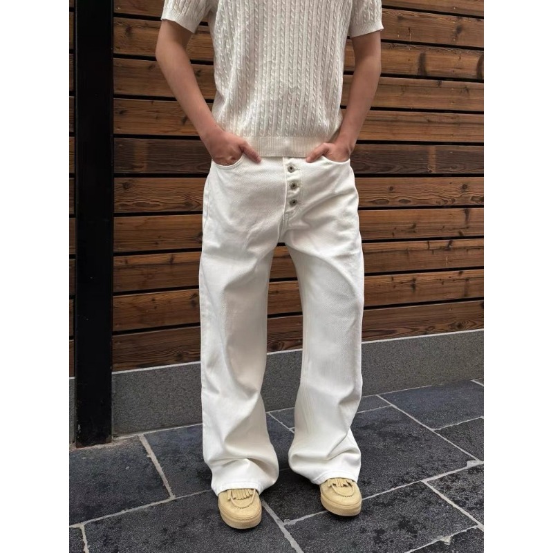กางเกงยีนส์ขาบานสีขาวทรงหลวมเอ - Men'S Accessories For Jeans บทวิจารณ์และราคา