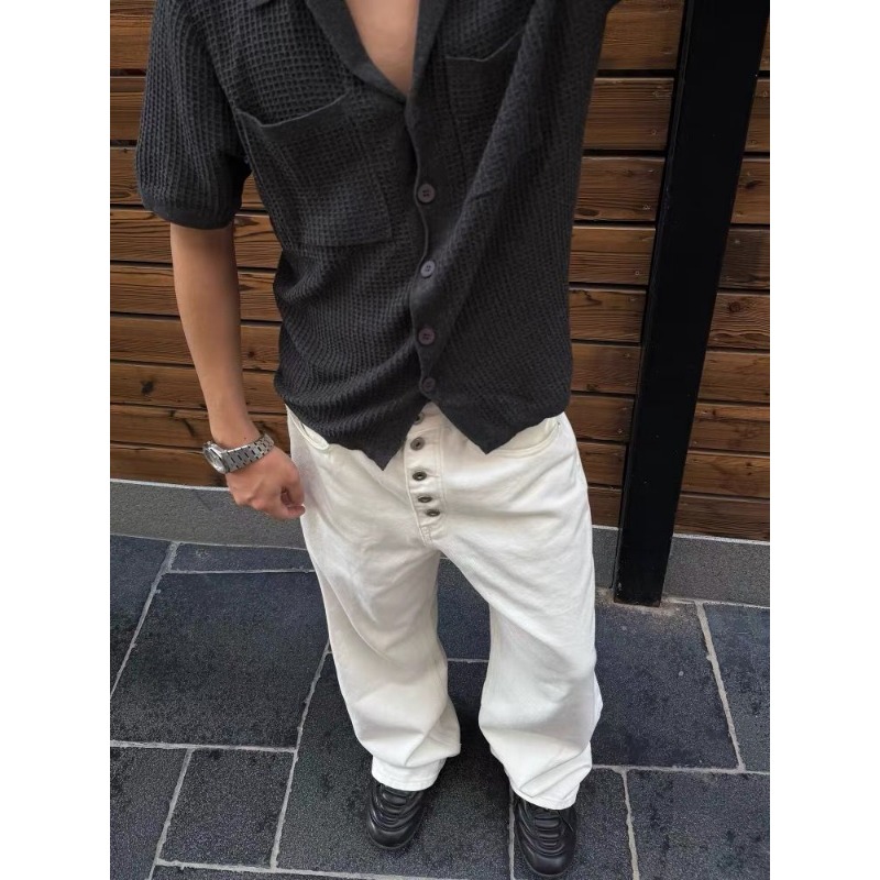 กางเกงยีนส์ขาบานสีขาวทรงหลวมเอ - Men'S Accessories For Jeans บทวิจารณ์และราคา