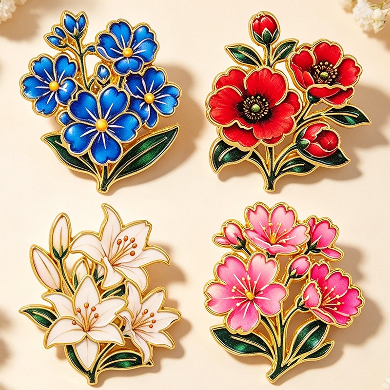 เข็มกลัดเคลือบสีสันสดใสลายดอกไ - Lapel Pin Enamel บทวิจารณ์และราคา