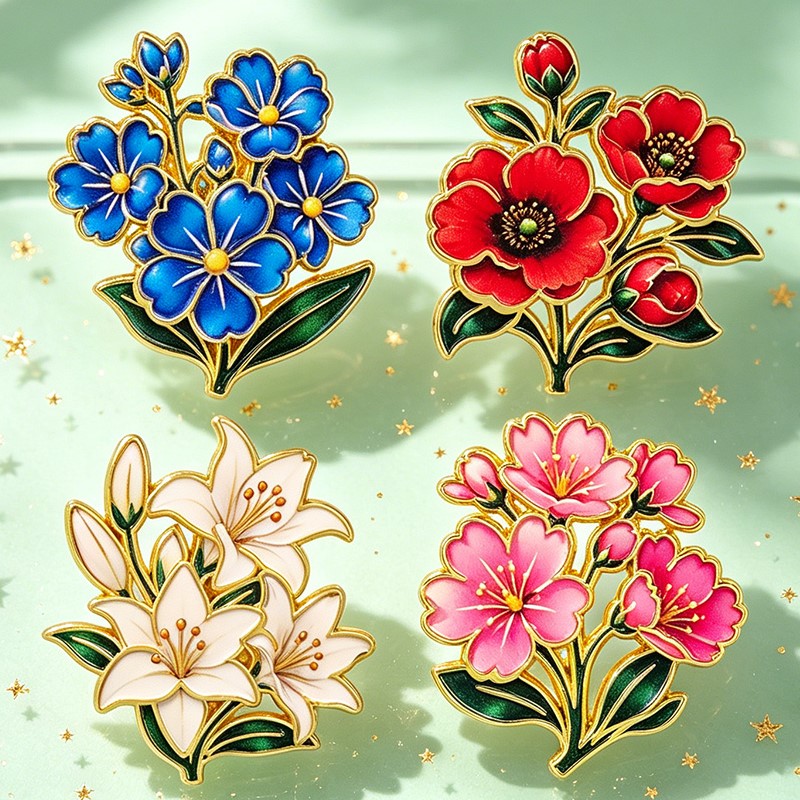 เข็มกลัดเคลือบสีสันสดใสลายดอกไ - Lapel Pin Enamel บทวิจารณ์และราคา