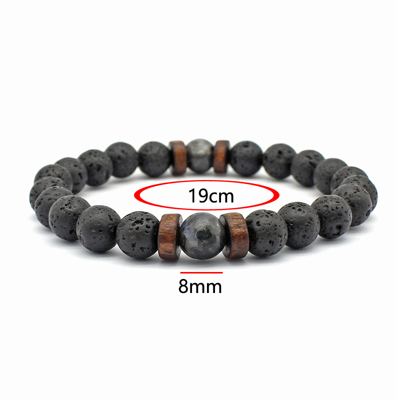 สร้อยข้อมือทำมือจากหินลาวาภูเข - Bead Bracelet Men บทวิจารณ์และราคา