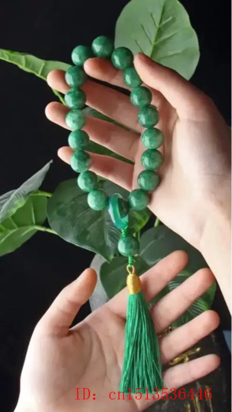 หินหยกสีเขียว 12 มม.ลูกปัดสร้อ - Bead Bracelet Men บทวิจารณ์และราคา